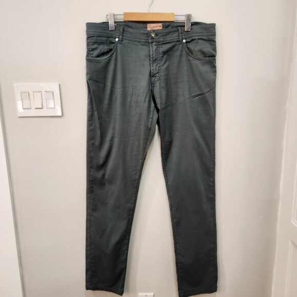 Marco Pescarolo Pants Mens 56 36×34 Green Nerano 1 Cotton Silk Chino 5 Pocket - Picture 1 of 16